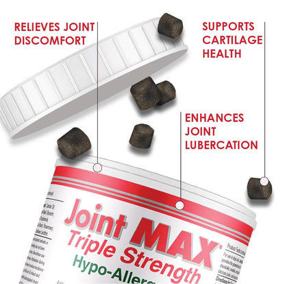 Joint MAX Triple Strength Hypo-Allergenic Soft Chews for Dogs - Hip and Joint Support Supplement with Glucosamine, Chondroitin, & MSM - Made in The USA - 120 Soft Chews - dailyvitalstore