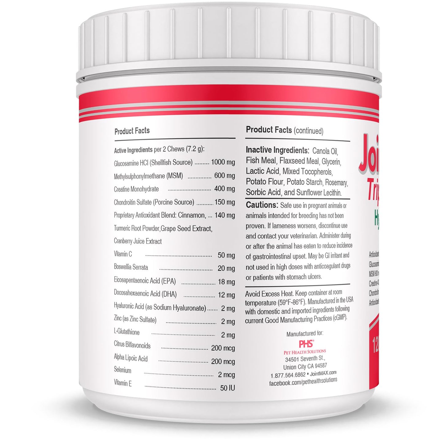 Joint MAX Triple Strength Hypo-Allergenic Soft Chews for Dogs - Hip and Joint Support Supplement with Glucosamine, Chondroitin, & MSM - Made in The USA - 120 Soft Chews - dailyvitalstore