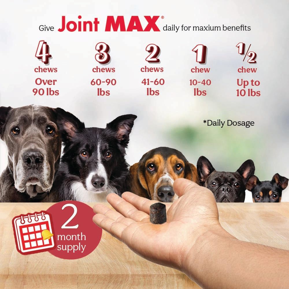 Joint Max TS Joint Supplement Vet Formulated Pain & Inflammation Relief Treats Hip Dysplasia & Arthritis, Glucosamine, Chondroitin, Turmeric, MSM, HA, Creatine, Omega 3 EPA + DHA.120 Soft Chews - dailyvitalstore