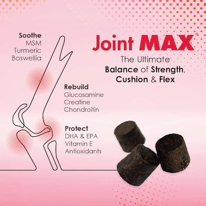 Joint Max TS Joint Supplement Vet Formulated Pain & Inflammation Relief Treats Hip Dysplasia & Arthritis, Glucosamine, Chondroitin, Turmeric, MSM, HA, Creatine, Omega 3 EPA + DHA.120 Soft Chews - dailyvitalstore