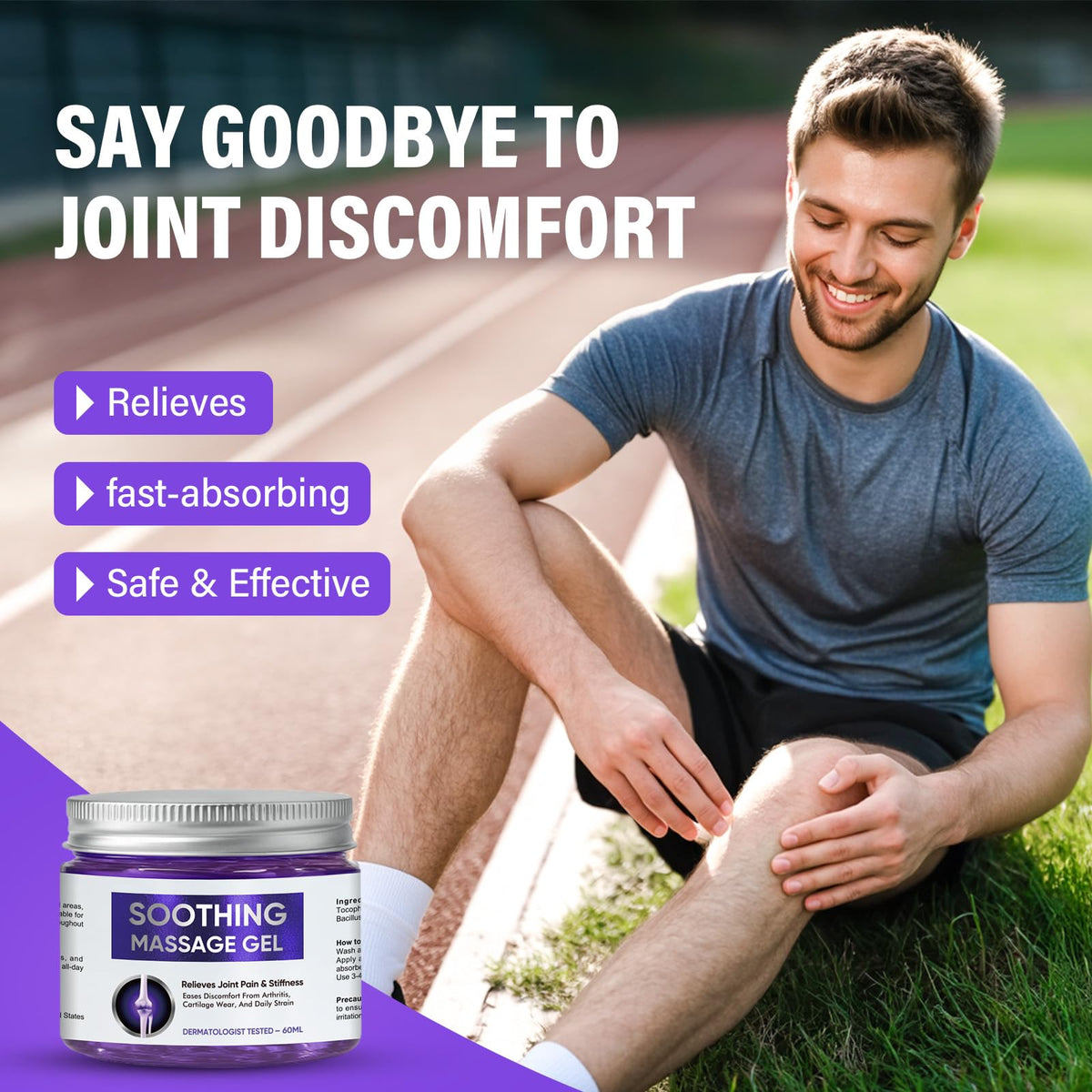 Joint Purple Gel, Fast-Absorbing Soothing Relief Massage Gel with Natural Extracts, Support Muscle, Joint, Shoulder, Knee, Back, Lumbar & Muscle Stiffness - dailyvitalstore