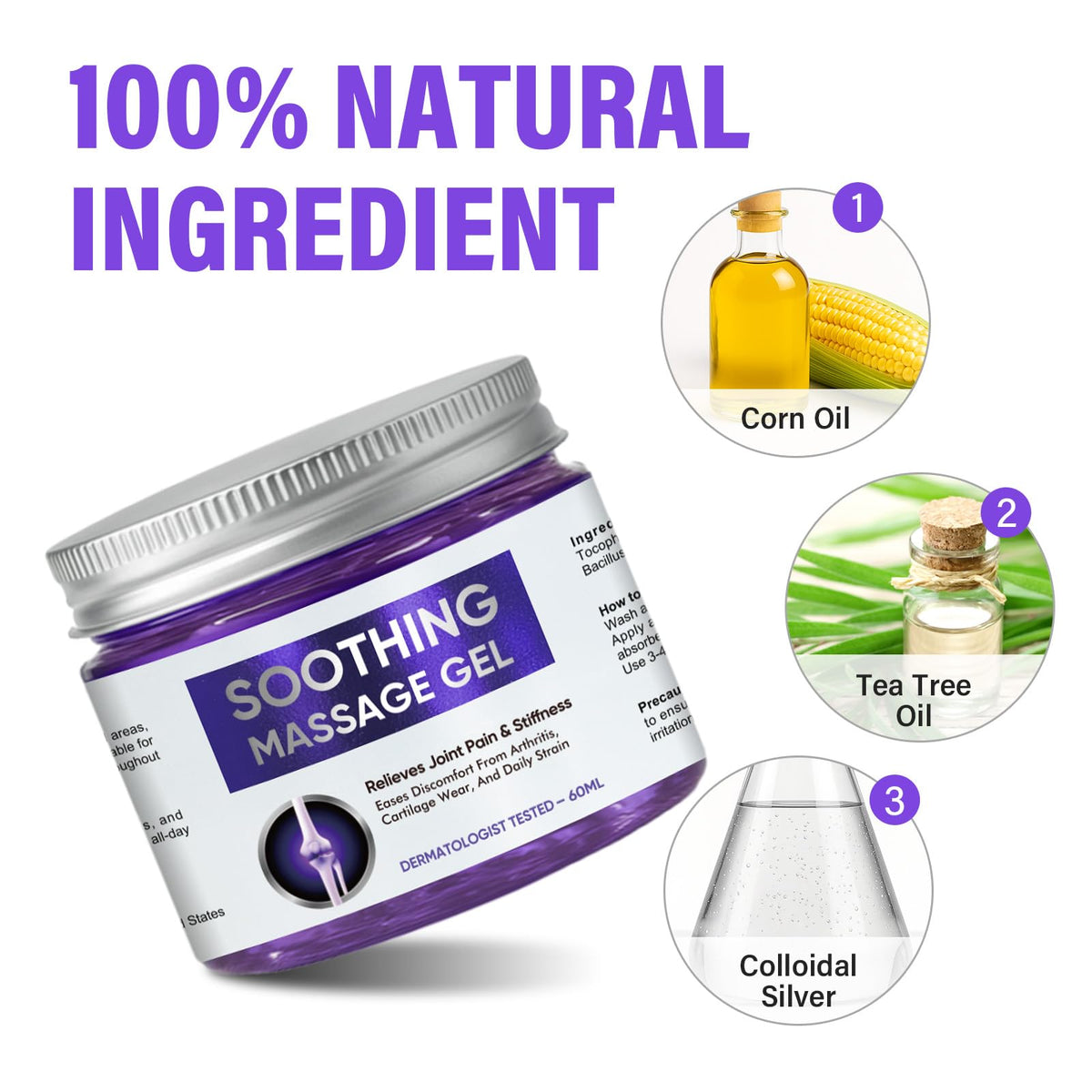 Joint Purple Gel, Fast-Absorbing Soothing Relief Massage Gel with Natural Extracts, Support Muscle, Joint, Shoulder, Knee, Back, Lumbar & Muscle Stiffness - dailyvitalstore