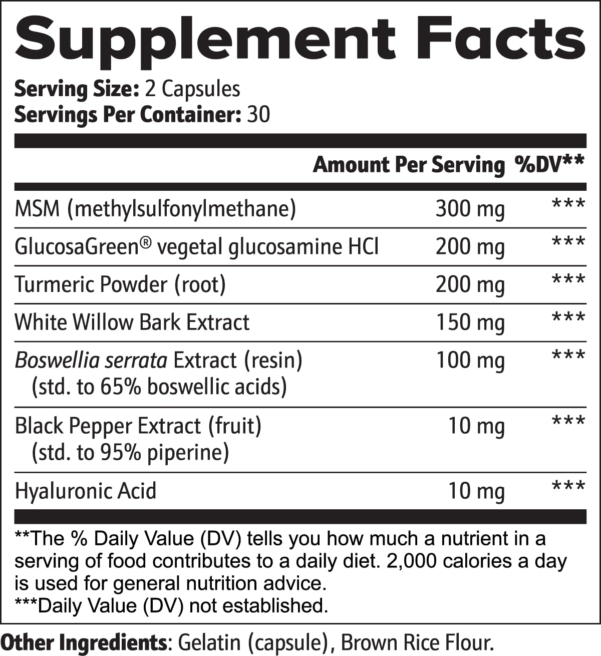 Joint Support Supplement – 60 Caps – MSM, Glucosamine HCl, Turmeric Supplement, Boswellia, Hyaluronic Acid Capsules & Black Pepper, Flexibility, Mobility & Comfort Joint Health – Made in USA - dailyvitalstore