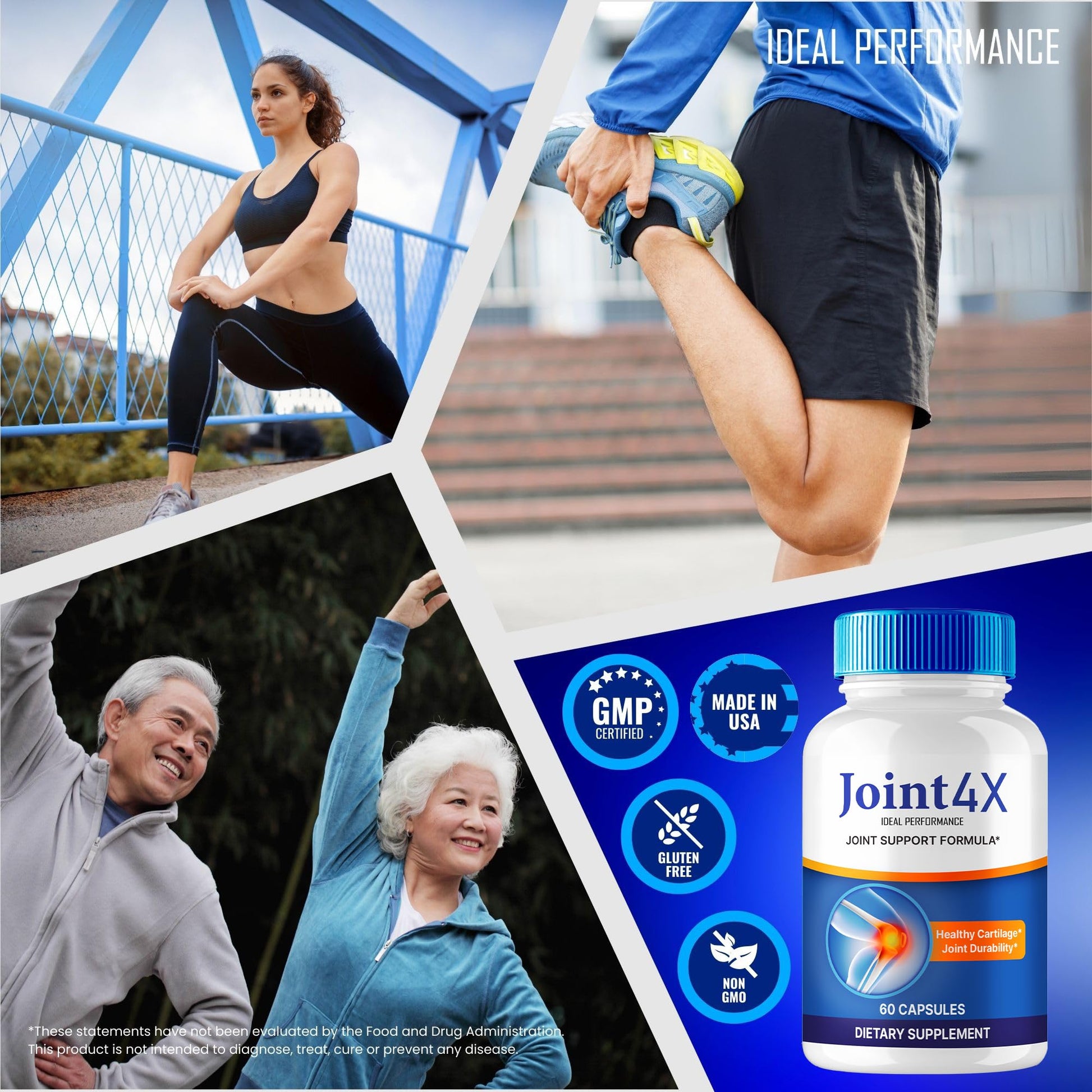 Joint4X Joint Support Capsules, Official Joint-4X Supplement Pills, All-Natural Formula to Fortify Bones and Bolster Flexibility - Maximum Strength, Joint 4X Pills Reviews (60 Capsules) - dailyvitalstore