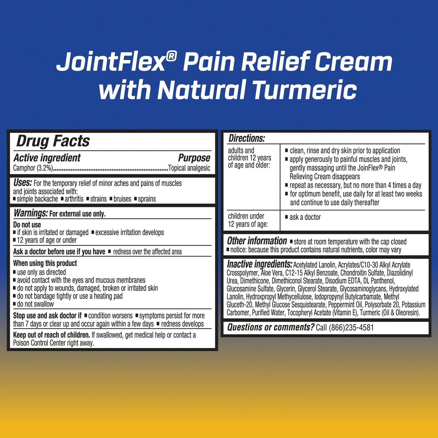 JOINTFLEX Pain Relief Cream with Turmeric, Arthritis Pain Relief, Joint Pain Relief, 3 Ounce Tube - dailyvitalstore