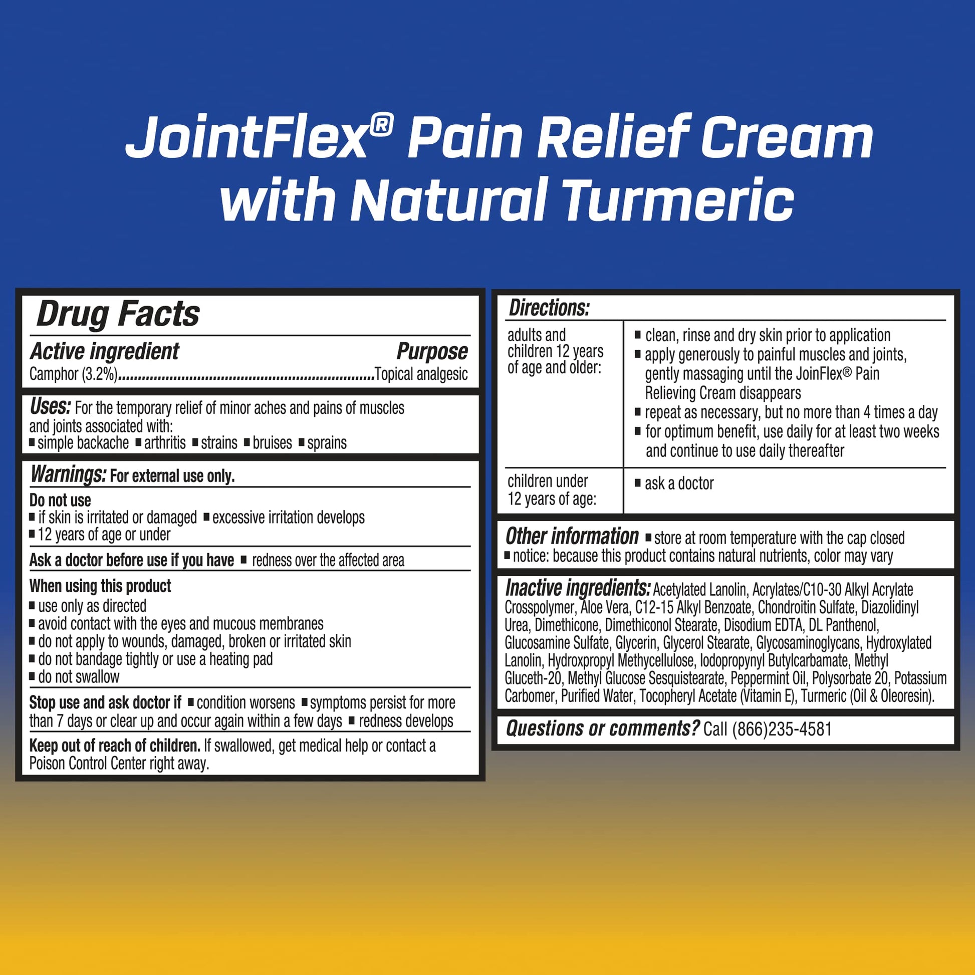 JOINTFLEX Pain Relief Cream with Turmeric, Arthritis Pain Relief, Joint Pain Relief, 3 Ounce Tube - dailyvitalstore