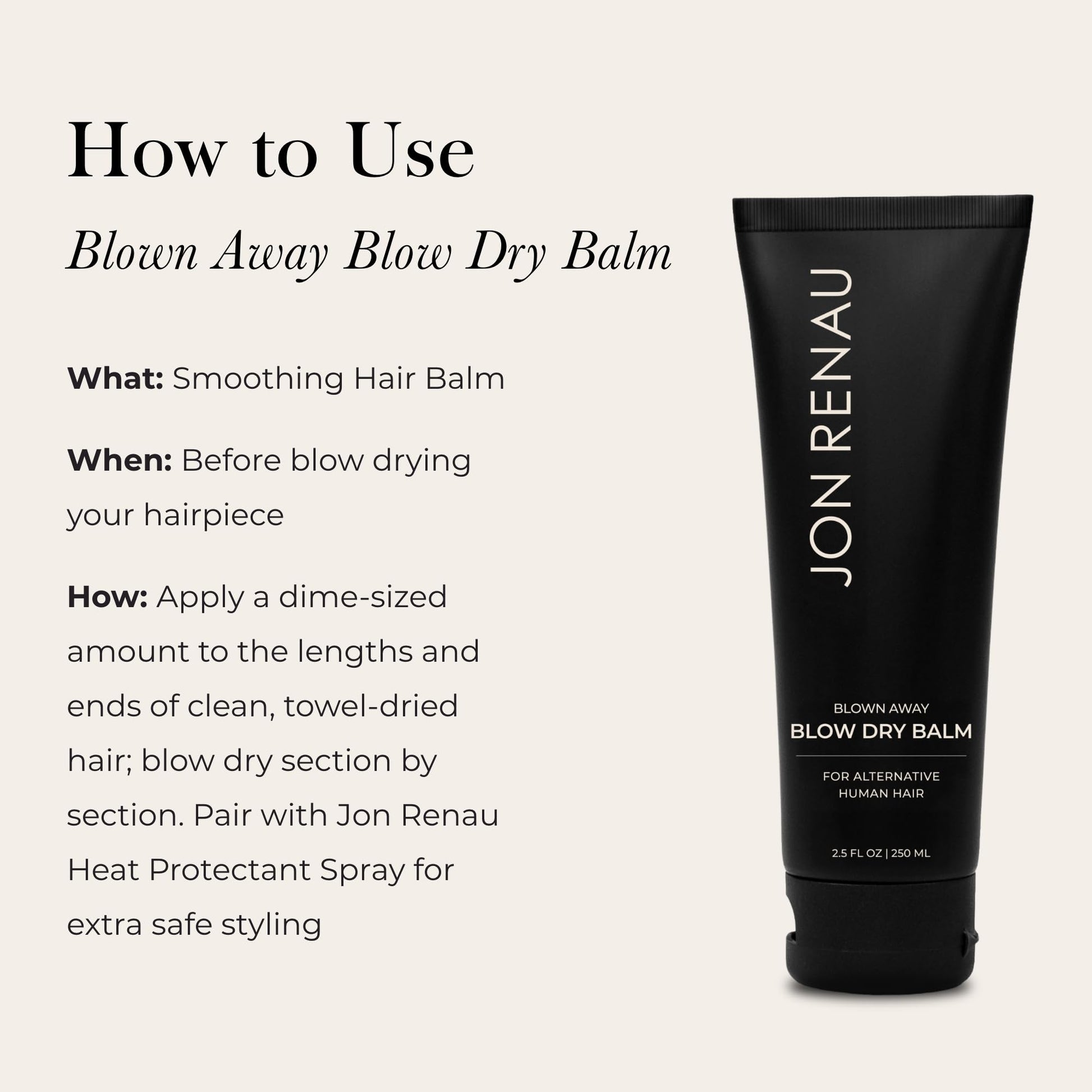 Jon Renau Blown Away Blow Dry Balm for Human Hair Wigs, Shine Enhancing Styling Balm with UV and Color Protection, Lightweight Blow Dry Balm for Human Hair Toppers and Extensions, 2.5 Oz - dailyvitalstore