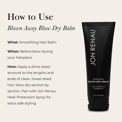 Jon Renau Blown Away Blow Dry Balm for Human Hair Wigs, Shine Enhancing Styling Balm with UV and Color Protection, Lightweight Blow Dry Balm for Human Hair Toppers and Extensions, 2.5 Oz - dailyvitalstore