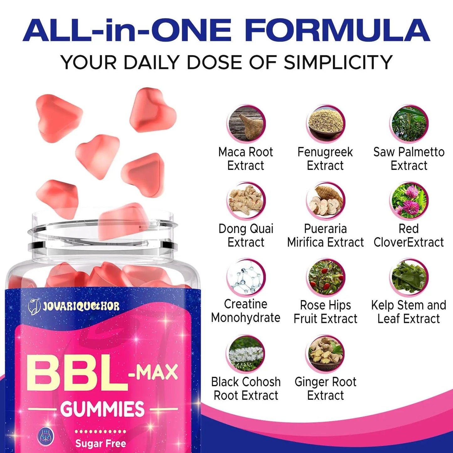 Jovariquethor Booty Gummies for Women - BBL Gummies with Multivitamins and Herbal Extracts - Peach Flavor - 60 Count - dailyvitalstore
