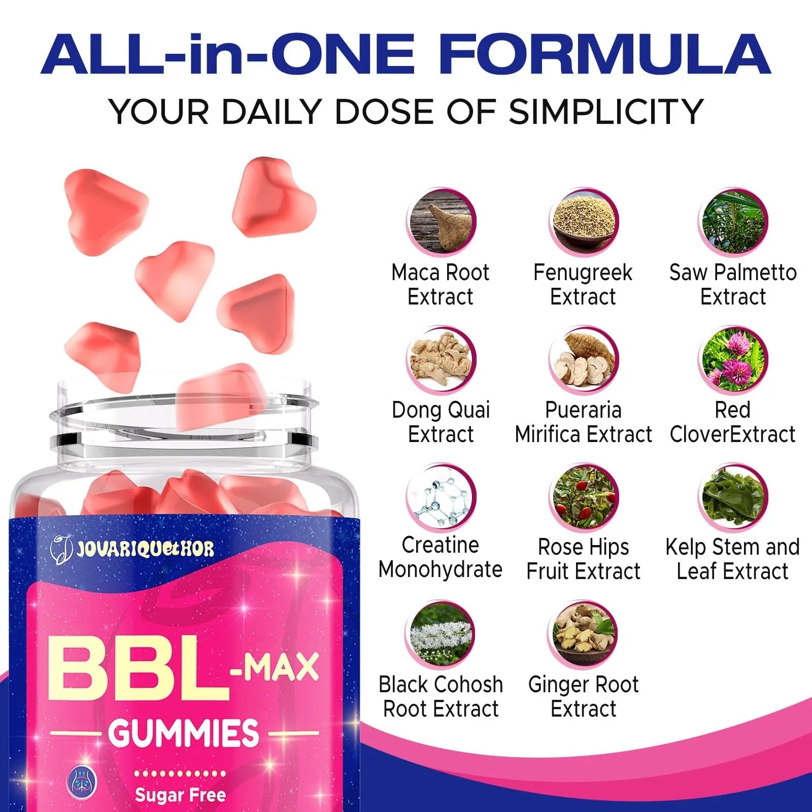 Jovariquethor Booty Gummies for Women - BBL Gummies with Multivitamins and Herbal Extracts - Peach Flavor - 60 Count - dailyvitalstore