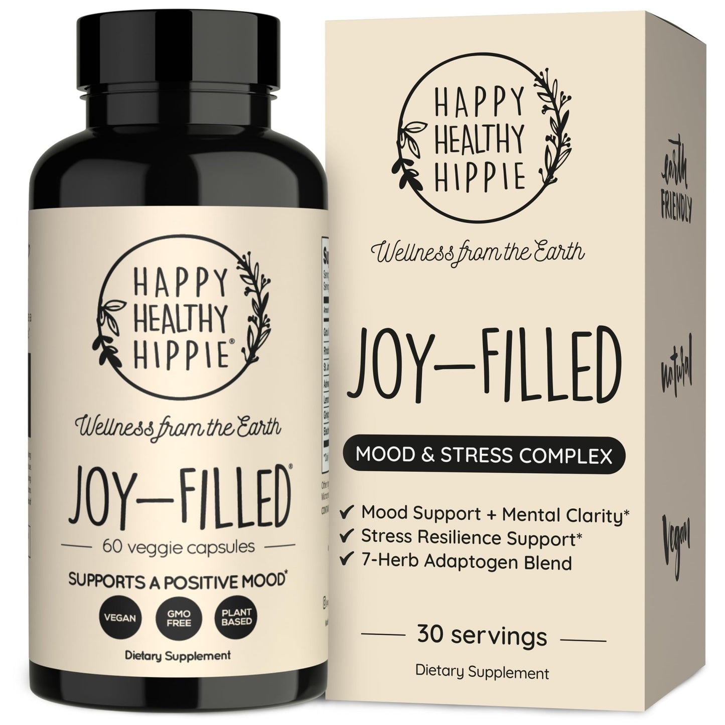 Joy-Filled Mood Support Supplement - 7 Herb Complex + St. Johns Wort | Stress Relief – Helps Calm The Mind & Body | 100% Plant-Based Happy Pills - dailyvitalstore
