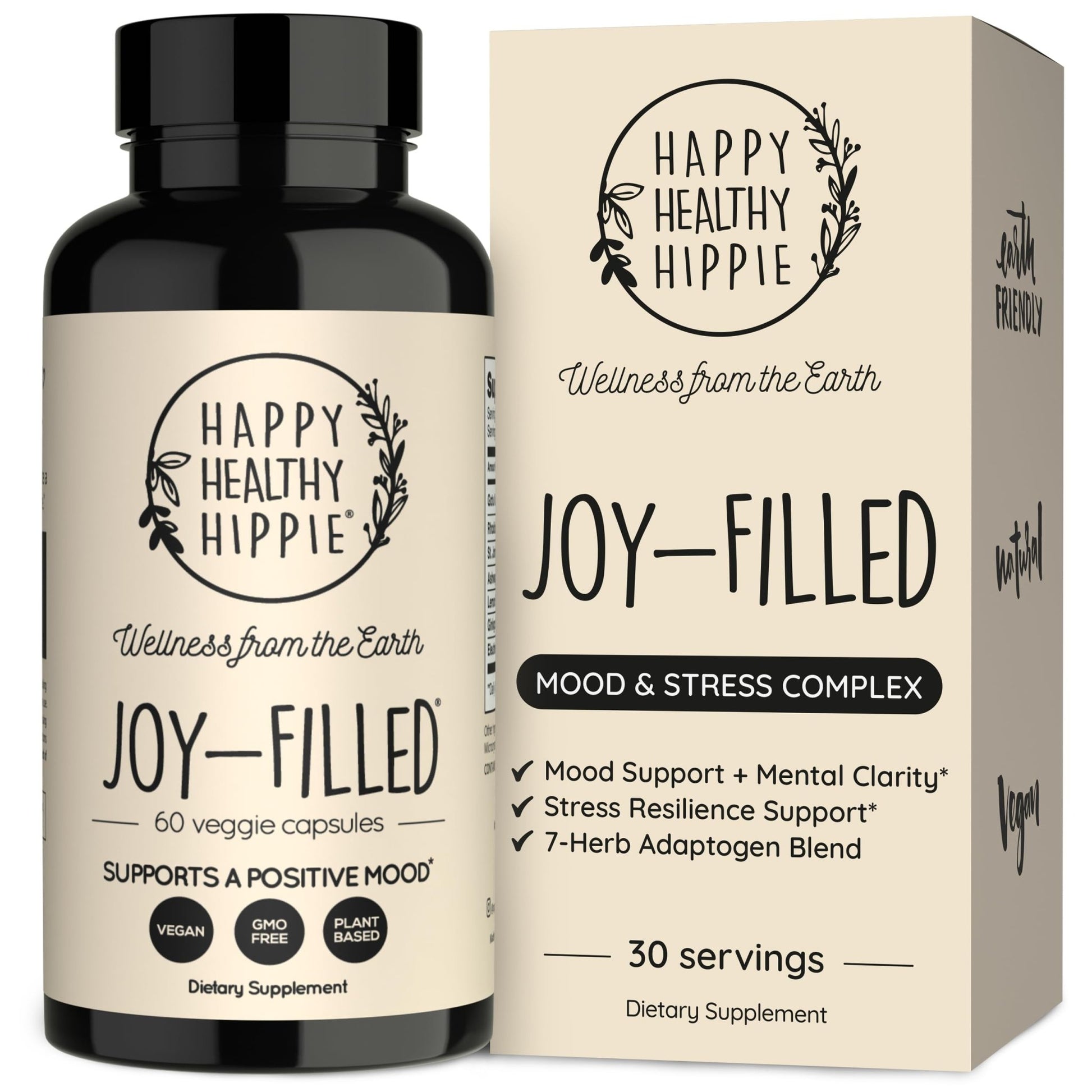Joy-Filled Mood Support Supplement - 7 Herb Complex + St. Johns Wort | Stress Relief – Helps Calm The Mind & Body | 100% Plant-Based Happy Pills - dailyvitalstore