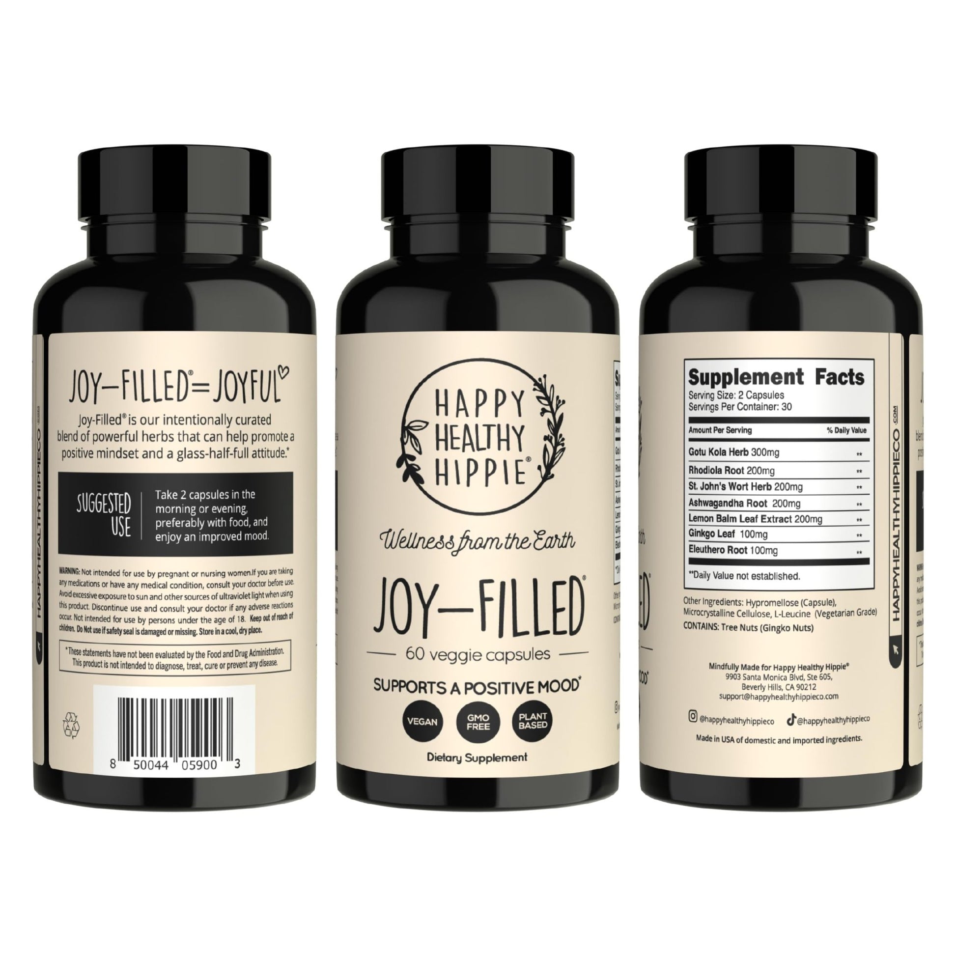 Joy-Filled Mood Support Supplement - 7 Herb Complex + St. Johns Wort | Stress Relief – Helps Calm The Mind & Body | 100% Plant-Based Happy Pills - dailyvitalstore