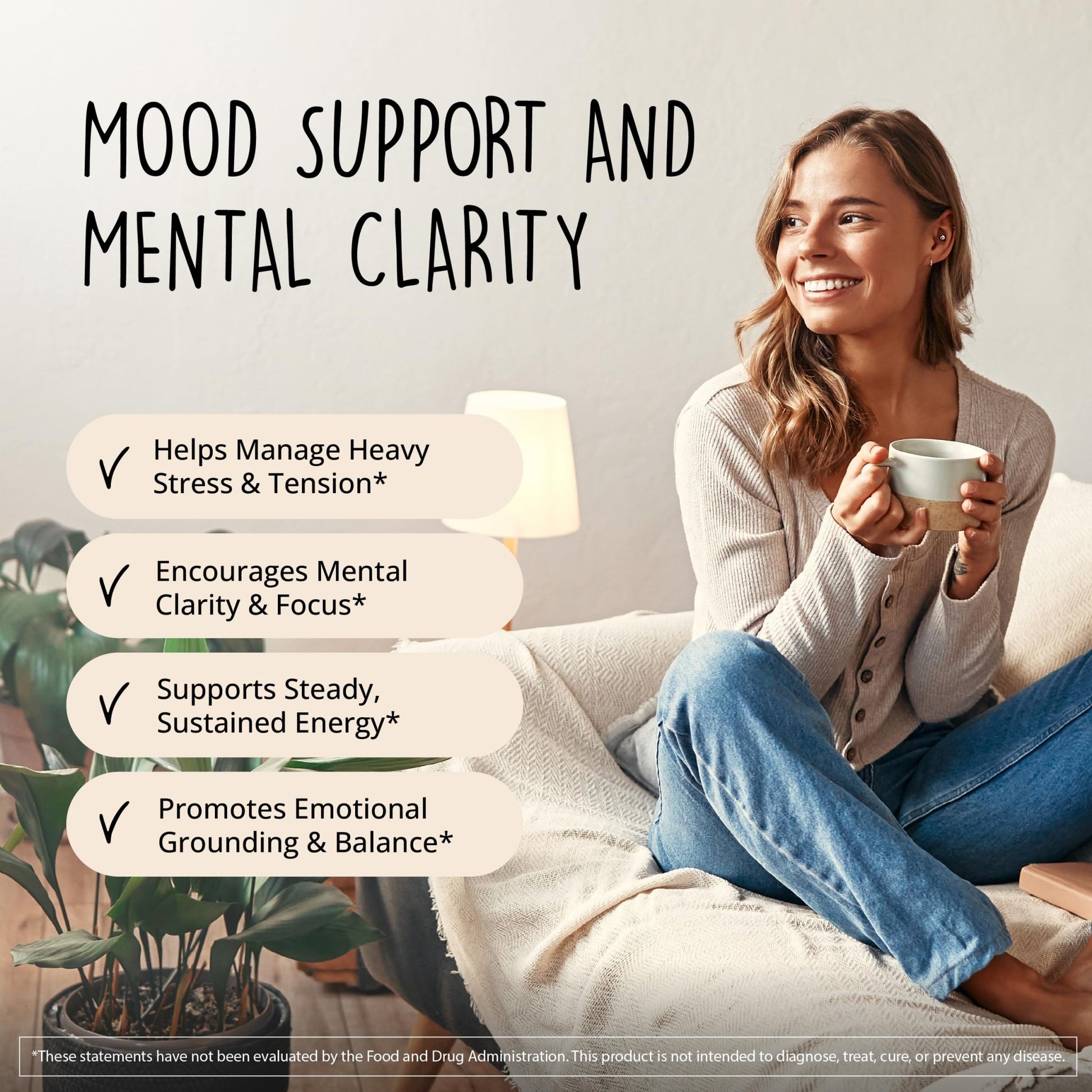 Joy-Filled Mood Support Supplement - 7 Herb Complex + St. Johns Wort | Stress Relief – Helps Calm The Mind & Body | 100% Plant-Based Happy Pills - dailyvitalstore
