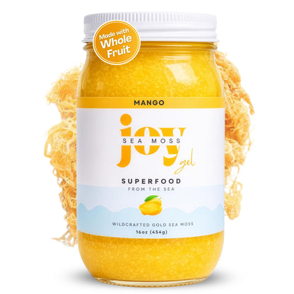 Joy Sea Moss Wildcrafted Irish Sea Moss Gel 16 oz | Made in USA | Gold Seamoss Superfood | Rich in Vitamins & Minerals | Real Fruit | Nutritional Supplement | Mango - dailyvitalstore