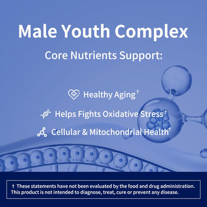 joyable by VitaSol Wellness - Male Youth Complex – Cellular Energy & Healthy Aging Support Supplement with NR, PQQ & Ergothioneine | 60 Capsules - dailyvitalstore