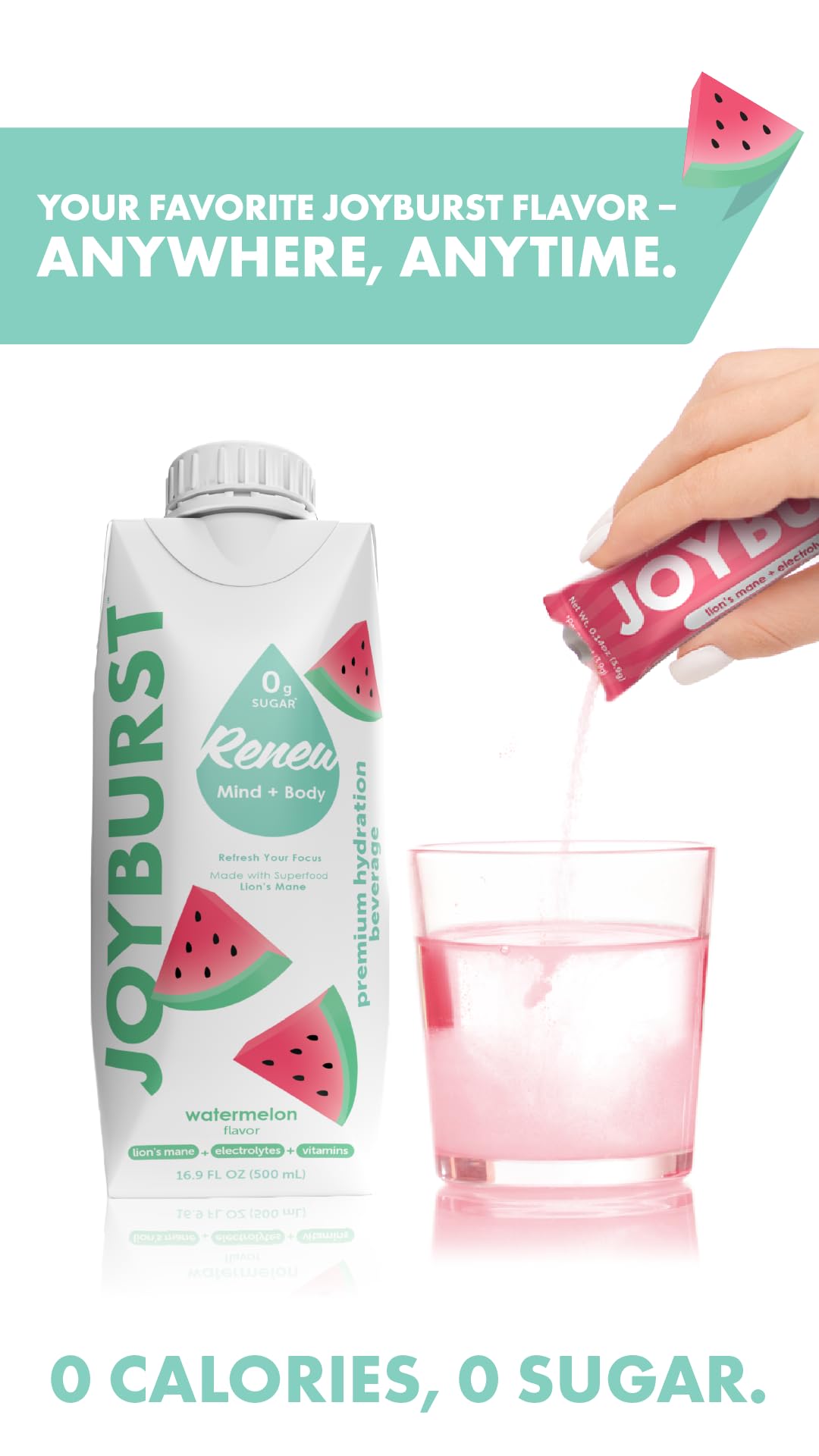 Joyburst Sugar Free Electrolytes Powder Packets, Instant Hydration Drink Mix Sticks, Variety Pack (10 Watermelon, 10 Strawberry Lemonade), Rehydrate On-The-Go - dailyvitalstore