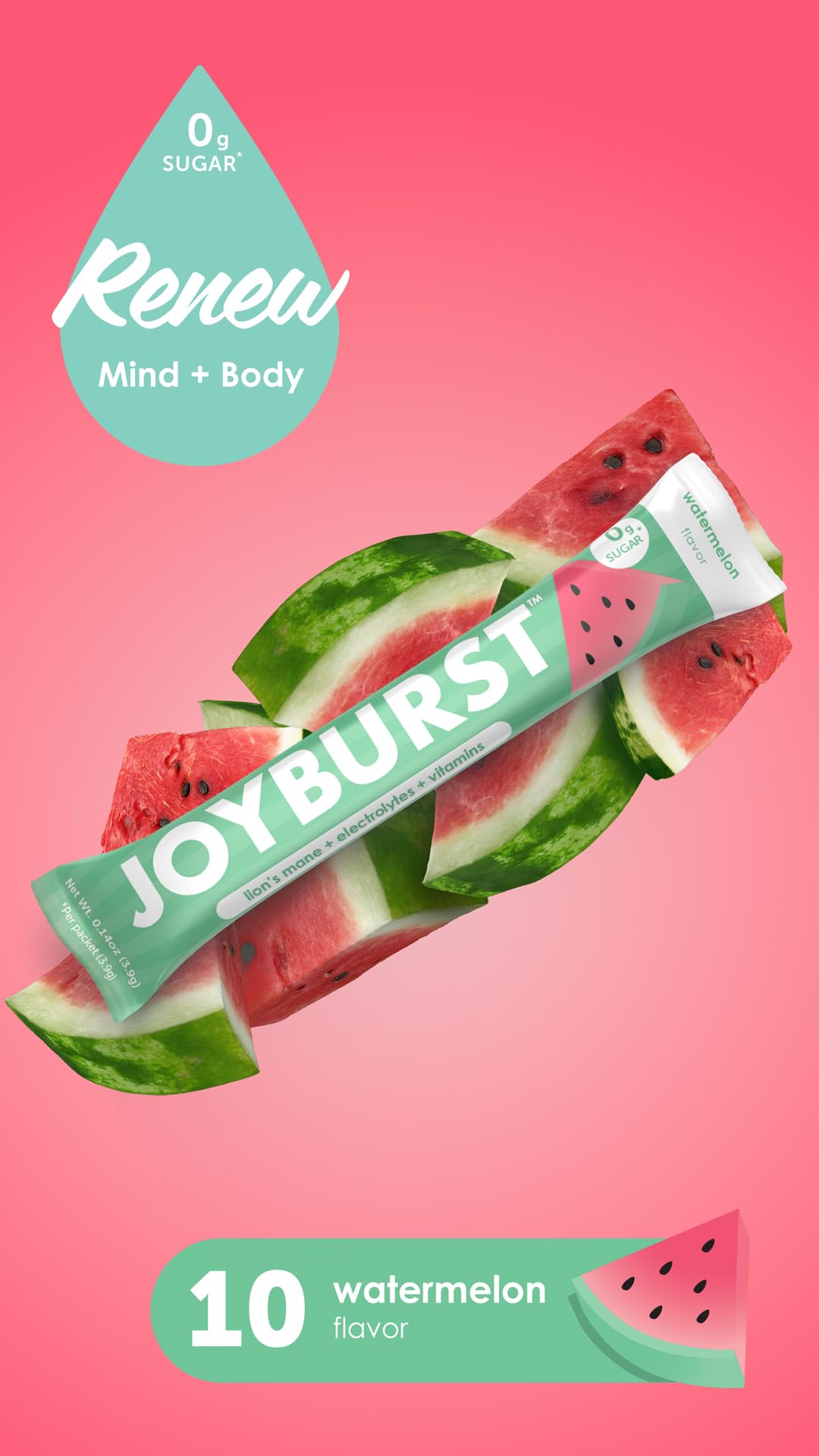 Joyburst Sugar Free Electrolytes Powder Packets, Instant Hydration Drink Mix Sticks, Variety Pack (10 Watermelon, 10 Strawberry Lemonade), Rehydrate On-The-Go - dailyvitalstore
