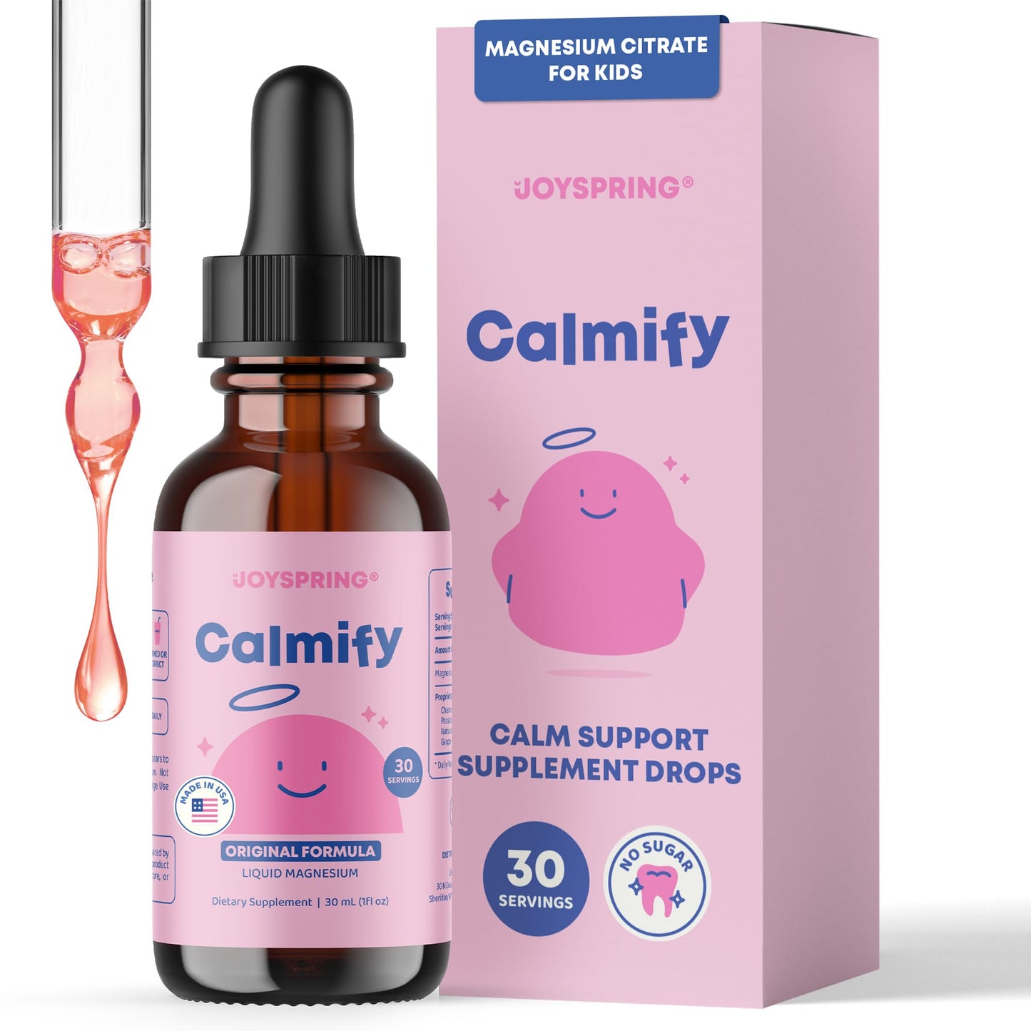 JoySpring Calmify Magnesium Citrate Liquid for Kids - Sugar-Free, Gluten-Free Calming Supplement with Chamomile - dailyvitalstore