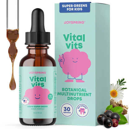 JoySpring Vital Vits - Kids Liquid Multivitamin - 1 fl oz (30 Servings) | Herbal Liquid Vitamins for Kids | Natural Flavor | - dailyvitalstore