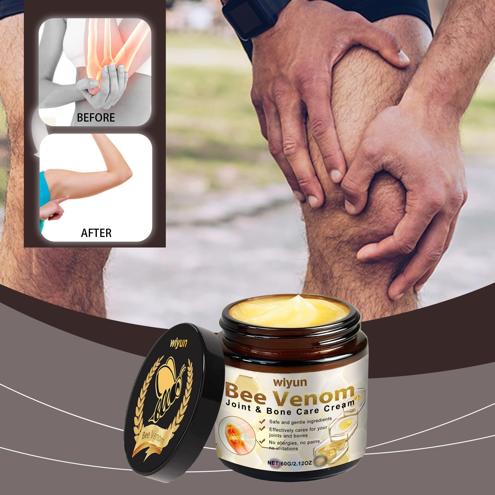 JOYVOIDX Bee Venom Joint Cream with with Glycerin & Lemon Extract, Helps Soothe Joint & Muscle Discomfort, Intense Moisturizing,Provides Cooling Sensation, Non-Greasy Fast Absorbing Formula,2.12 oz - dailyvitalstore