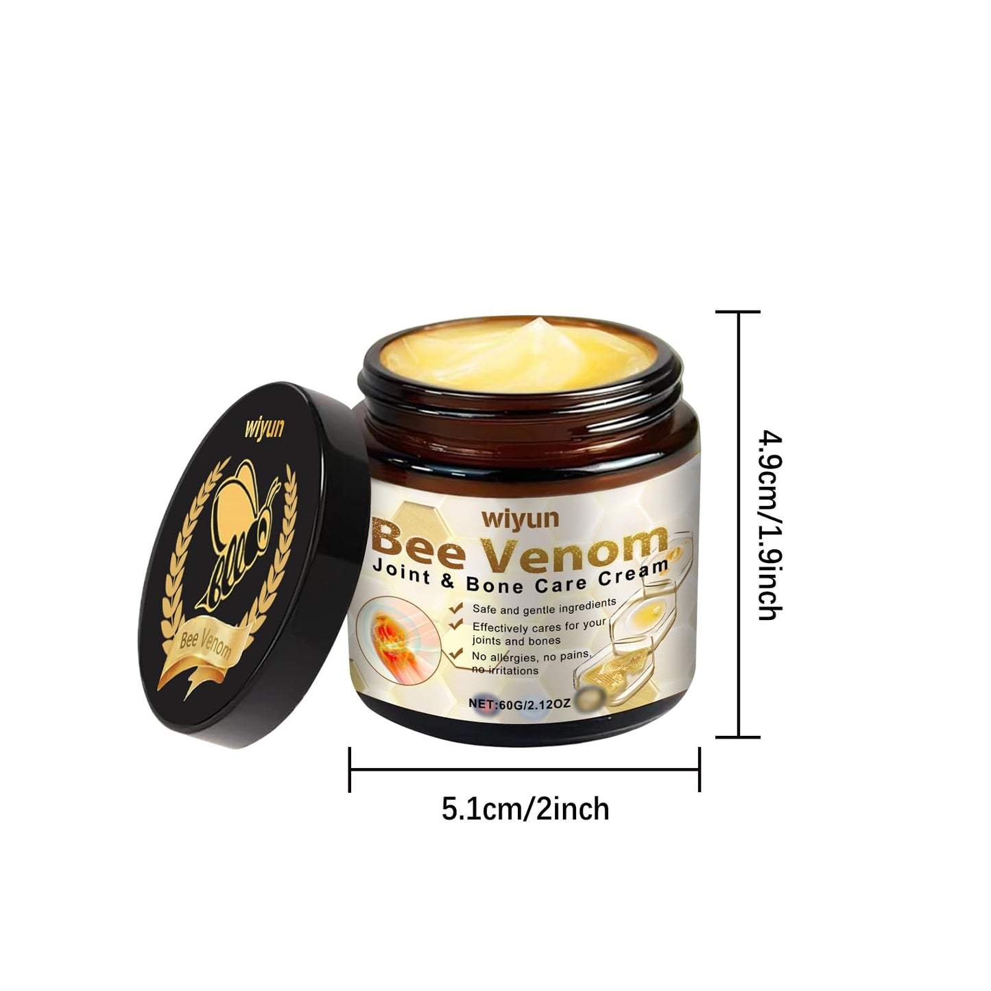JOYVOIDX Bee Venom Joint Cream with with Glycerin & Lemon Extract, Helps Soothe Joint & Muscle Discomfort, Intense Moisturizing,Provides Cooling Sensation, Non-Greasy Fast Absorbing Formula,2.12 oz - dailyvitalstore