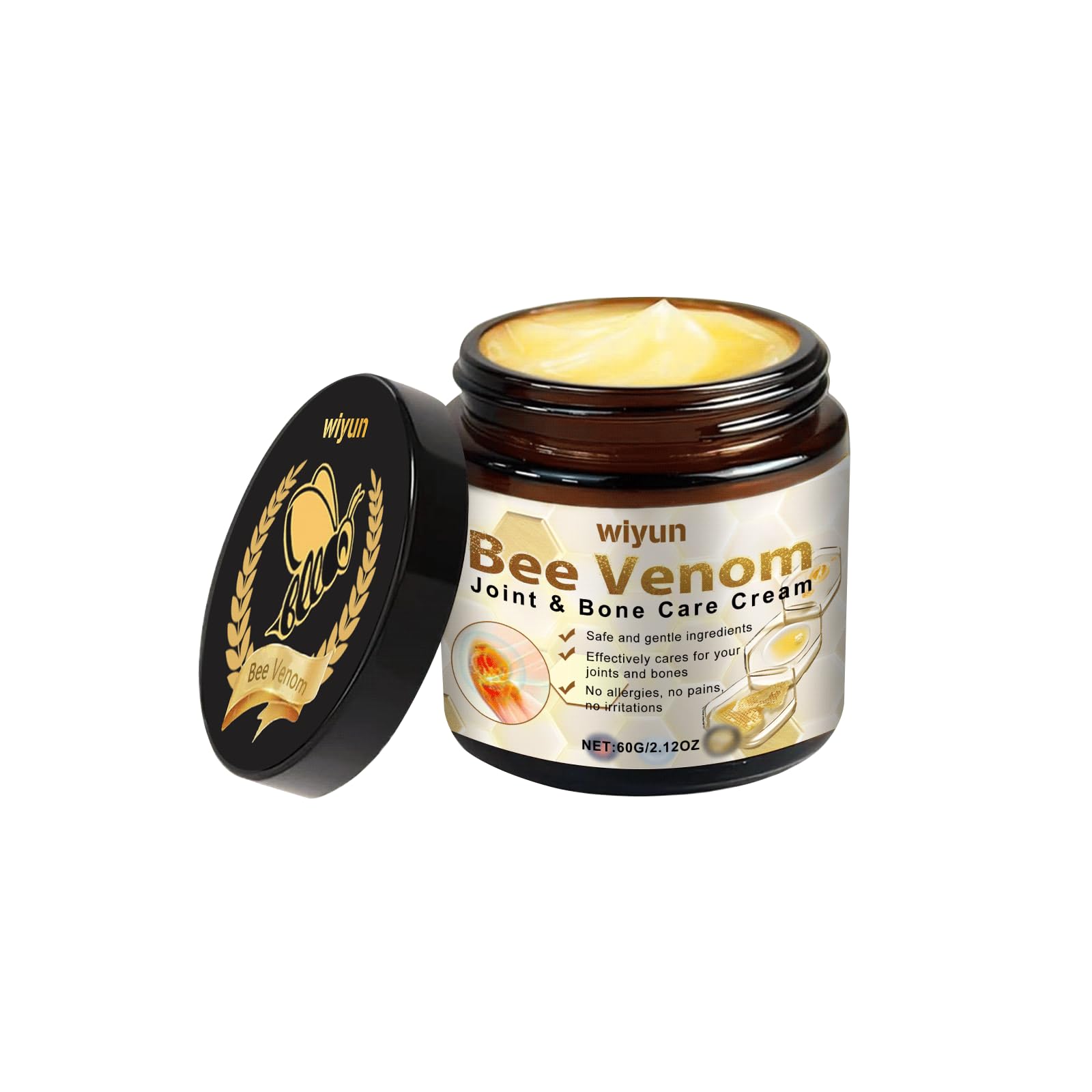 JOYVOIDX Bee Venom Joint Cream with with Glycerin & Lemon Extract, Helps Soothe Joint & Muscle Discomfort, Intense Moisturizing,Provides Cooling Sensation, Non-Greasy Fast Absorbing Formula,2.12 oz - dailyvitalstore