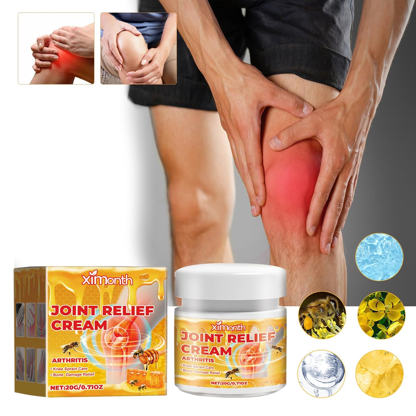 JOYVOIDX Joint & Knee Comfort Cream with Bee Venom and Cassia Flower, Formulated with Glucosamine for Flexibility and Mobility, 0.71oz - dailyvitalstore