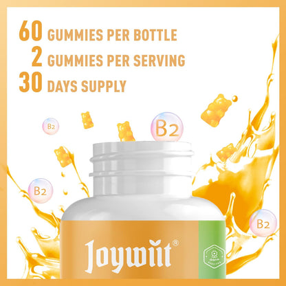 Joywiit Vitamin B2 Gummies | Riboflavin 400mg | B2 Vitamin 400mg Chewable for Adults and Kids, Migraine Relief & Energy and Nervous System Support - dailyvitalstore