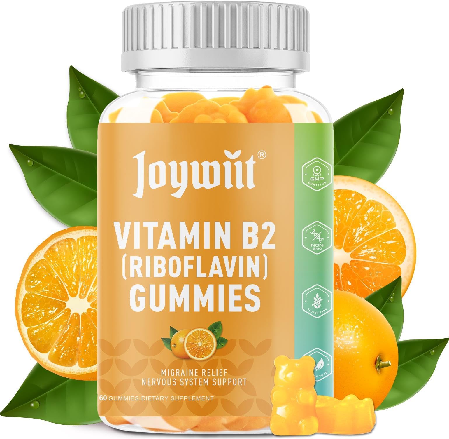 Joywiit Vitamin B2 Gummies | Riboflavin 400mg | B2 Vitamin 400mg Chewable for Adults and Kids, Migraine Relief & Energy and Nervous System Support - dailyvitalstore