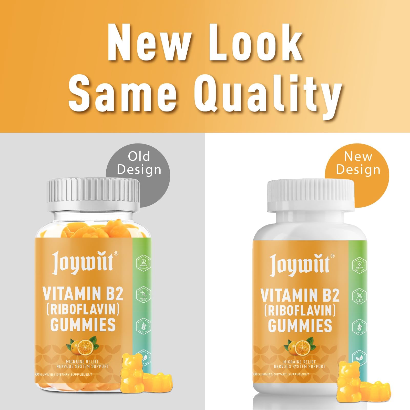 Joywiit Vitamin B2 Gummies | Riboflavin 400mg | B2 Vitamin 400mg Chewable for Adults and Kids, Migraine Relief & Energy and Nervous System Support - dailyvitalstore
