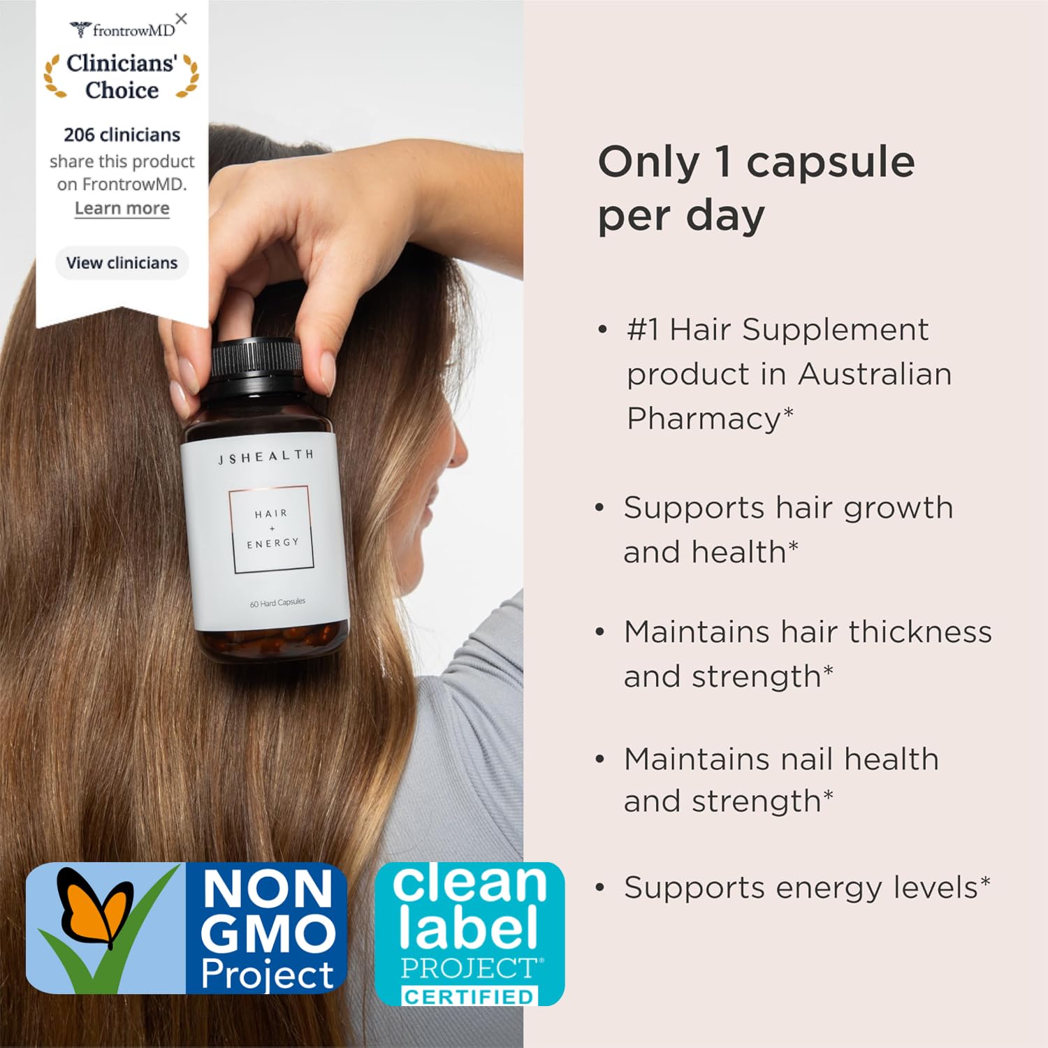 JSHealth Hair Growth Vitamins for Women. Hair + Energy with Kelp Iodine and Zinc. Supports Thickness, Strength, Energy. Nutritionist-Formulated (60 Capsules) - dailyvitalstore
