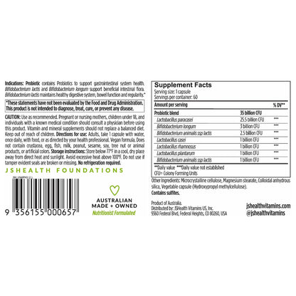 JSHealth Vitamins Gut Health and Immunity Formula | Probiotics for Women and Men | Shelf Stable Probiotic Supplement for Digestive Health and Immune Support (60) - dailyvitalstore