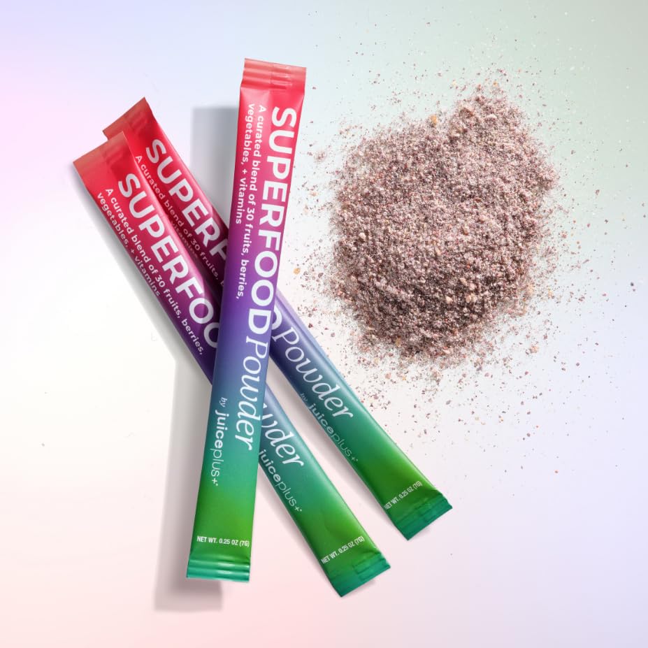 Juice Plus+ - Superfood Powder - Drink with 30 Fruits Berries Veggies Plant Vitamins for Refreshing Immune Wellness Boost - 30 Stick Packs - dailyvitalstore