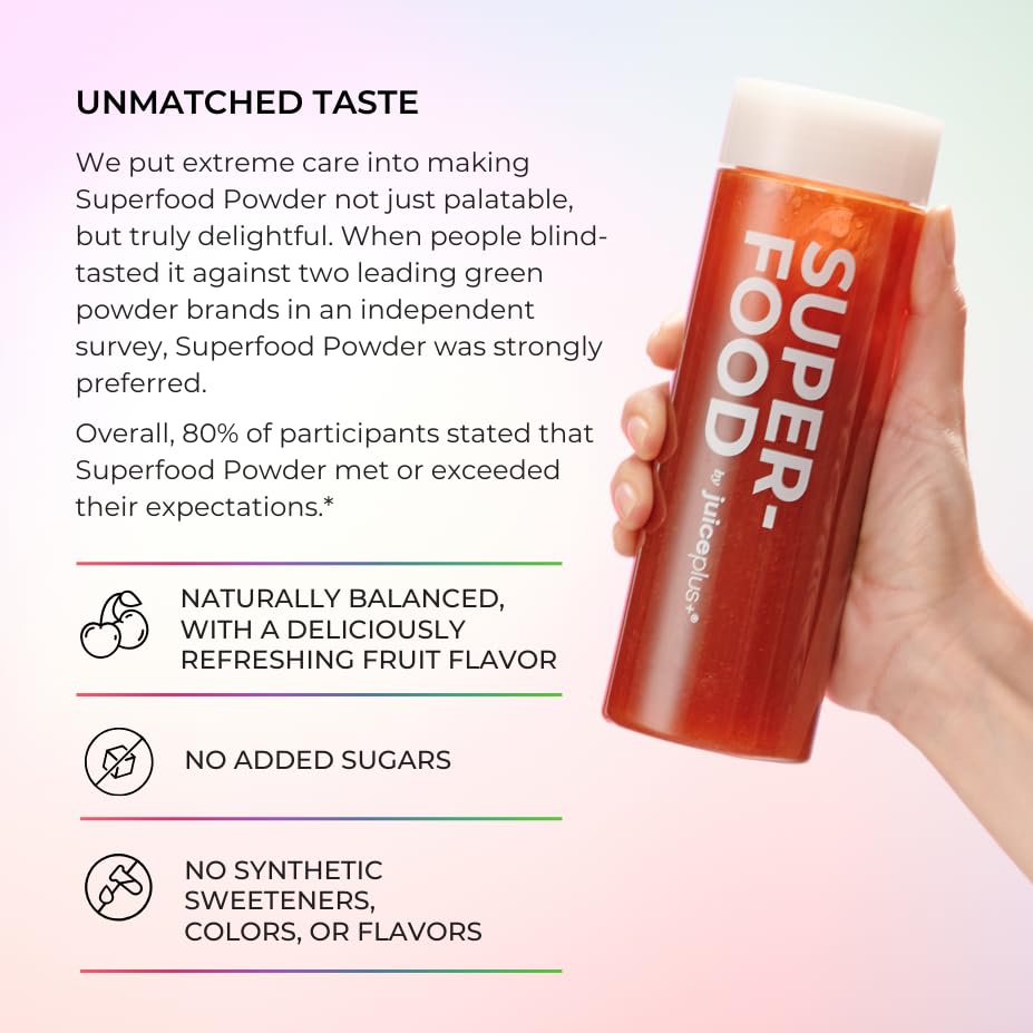 Juice Plus+ - Superfood Powder - Drink with 30 Fruits Berries Veggies Plant Vitamins for Refreshing Immune Wellness Boost - 30 Stick Packs - dailyvitalstore