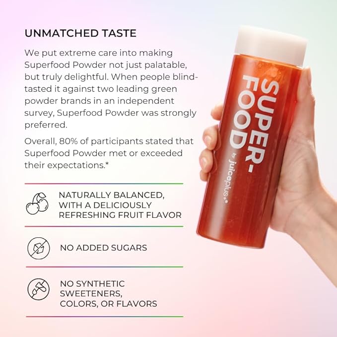 Juice Plus+ - Superfood Powder - Drink with 30 Fruits Berries Veggies Plant Vitamins for Refreshing Immune Wellness Boost - 30 Stick Packs - dailyvitalstore
