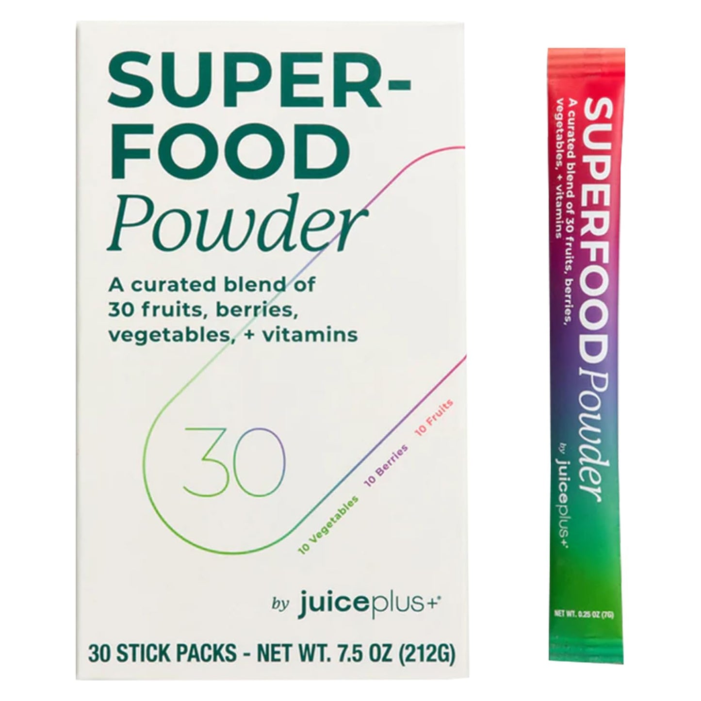 Juice Plus+ - Superfood Powder - Drink with 30 Fruits Berries Veggies Plant Vitamins for Refreshing Immune Wellness Boost - 30 Stick Packs - dailyvitalstore