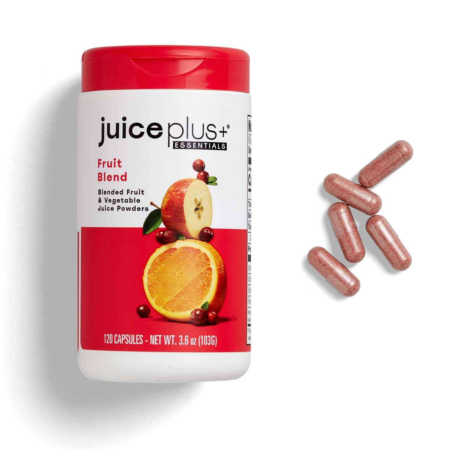 JuicePlus+ Fruit Blend: Plant-Based Whole Food Supplement with Apple, Peach, Cranberry, & More! - Vegan, Gluten-Free, Non-GMO, Kosher - Packed with Plant-Based Vitamins - 1 Bottle (60 Servings) - dailyvitalstore