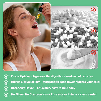 JUIWEFKK Astaxanthin Supplement 12mg Liquid Drops, Premium Natural Astaxanthin Antioxidant from Fresh Microalgae Source w. Mct Oi for Eye Immune Joint Skin Health, Liquid Formula for Max Absorption - dailyvitalstore
