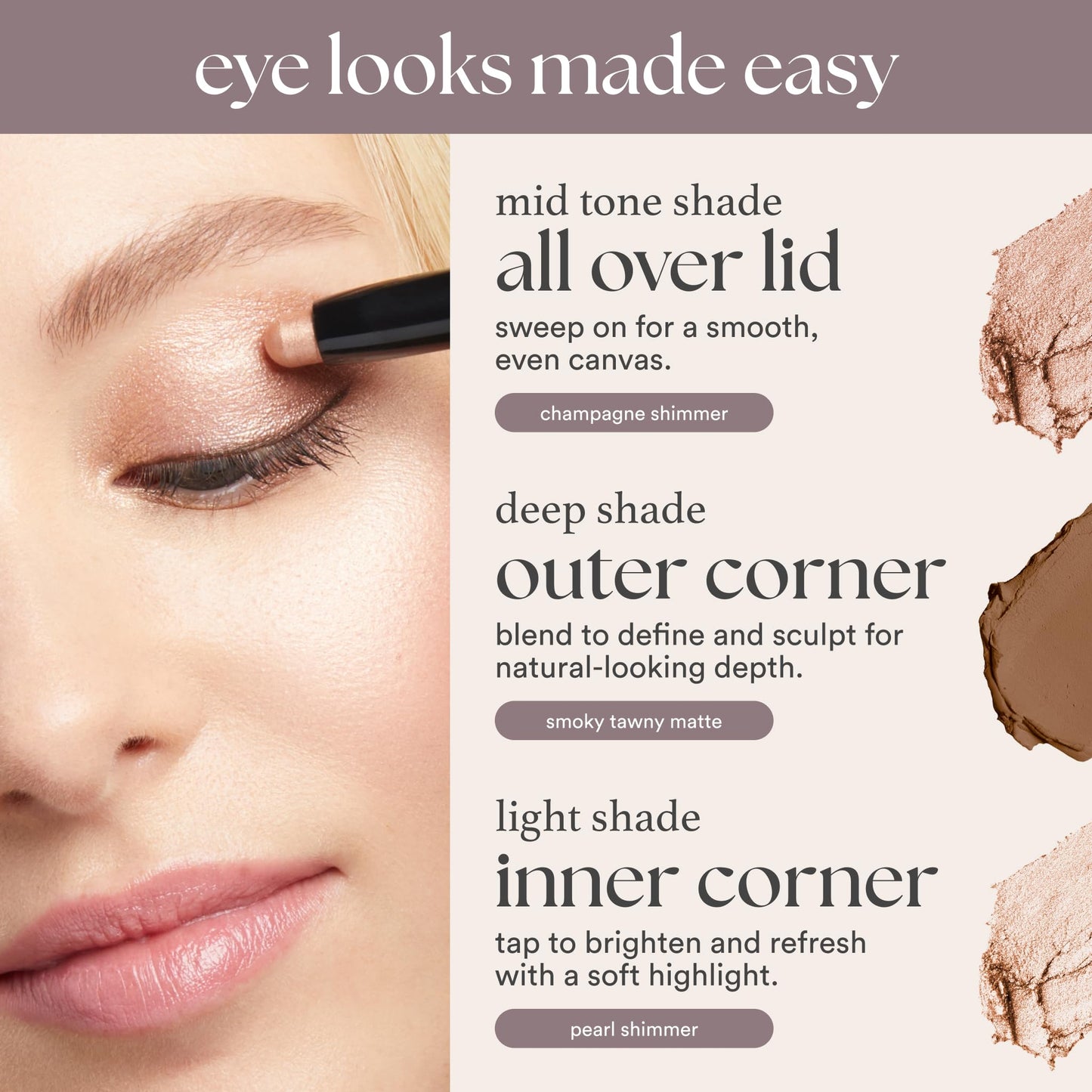 Julep Eyeshadow 101 Cream-to-Powder Waterproof Shadow Stick – Sand Shimmer – Long-Lasting, Crease-Proof, Champagne Toned Shimmer Cream Eyeshadow with Built-in Smudger - dailyvitalstore