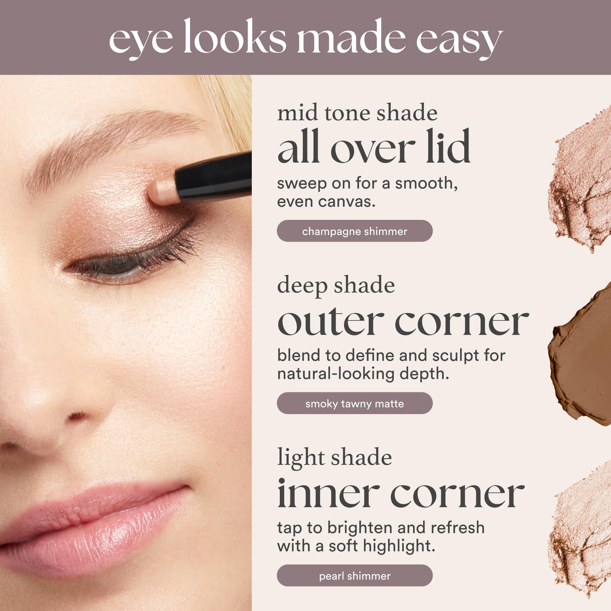 Julep Eyeshadow 101 Cream-to-Powder Waterproof Shadow Stick – Sand Shimmer – Long-Lasting, Crease-Proof, Champagne Toned Shimmer Cream Eyeshadow with Built-in Smudger - dailyvitalstore