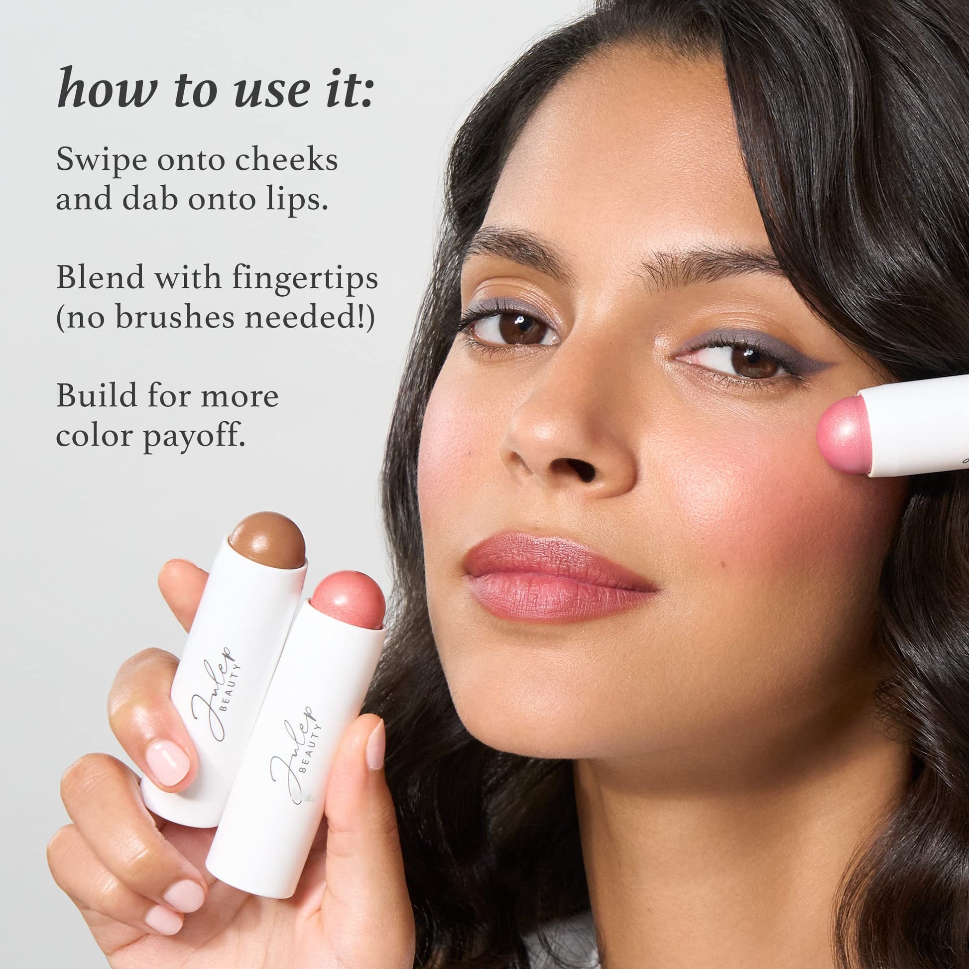 Julep Skip The Brush Cream to Powder Blush Stick - Muted Mauve - Blendable and Buildable Color - 2-in-1 Blush and Lip Makeup Stick - dailyvitalstore