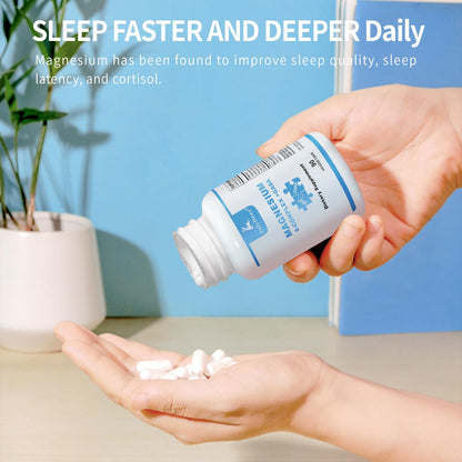 JulyDeer Sixfold Magnesium Complex | 350mg of Magnesium Glycinate, Malate, Citrate, Taurine, Oxide, Mg+ for Muscles,Nerves,& Energy, GABA Sleep Support | High Absorption | Vegan | 90 Capsules - dailyvitalstore