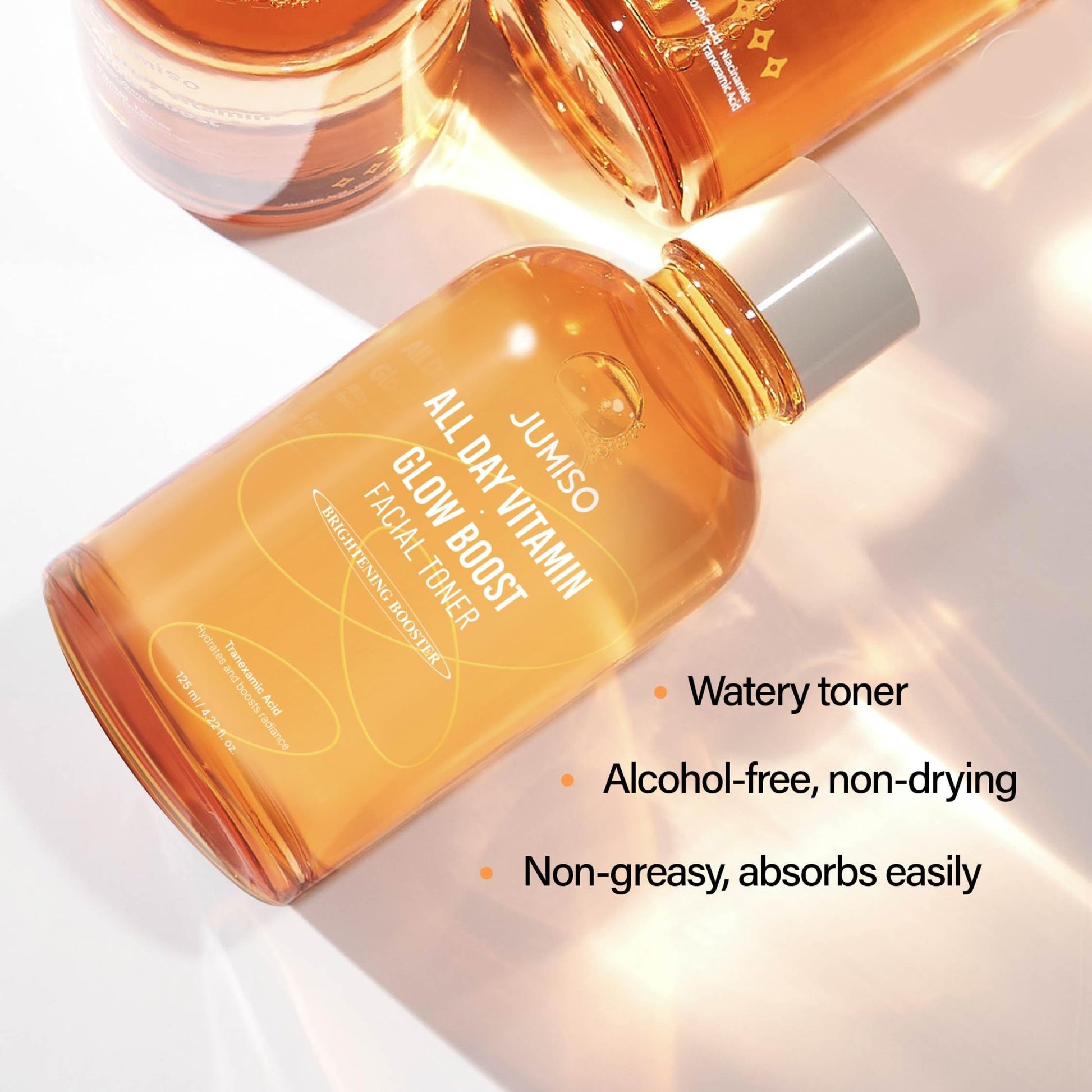 JUMISO All Day Vitamin Glow Boost Facial Toner, Vitamin Daily Toner, Vitamin B,C Toner, Skin Brightening Hydrating, Glowing Toner, Naturally Radiant&Plump Skin, EO&Fragrance Free, 125ml 4.22 FL.OZ - dailyvitalstore