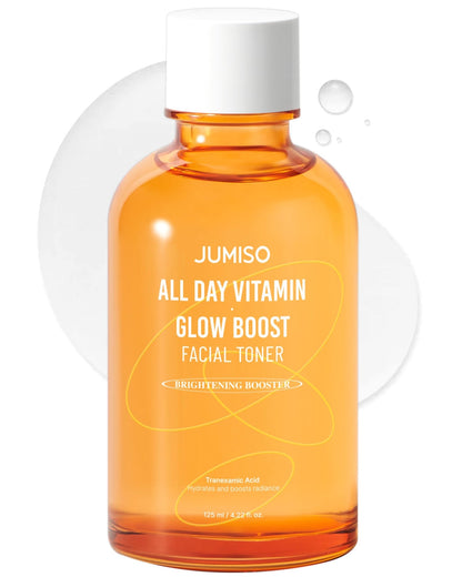 JUMISO All Day Vitamin Glow Boost Facial Toner, Vitamin Daily Toner, Vitamin B,C Toner, Skin Brightening Hydrating, Glowing Toner, Naturally Radiant&Plump Skin, EO&Fragrance Free, 125ml 4.22 FL.OZ - dailyvitalstore