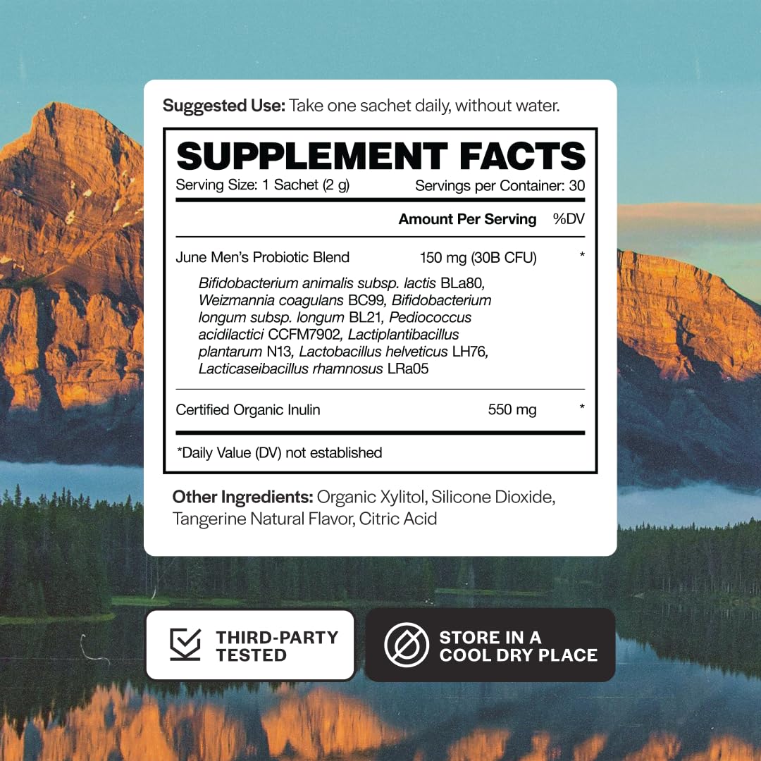 June Science Daily Hero for Men | Fast Melt Pre + Probiotic for Men - Tangerine Flavor, 30 Powder Sachets - dailyvitalstore