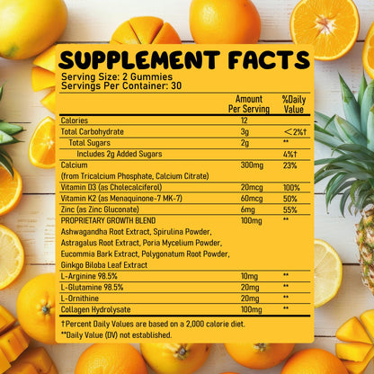 Juneno Height Growth Vitamins Supplement Gummies - Grow Taller for Teens Kids Boys Girls - Natural Height Increaser Maximizer Multivitamin - dailyvitalstore