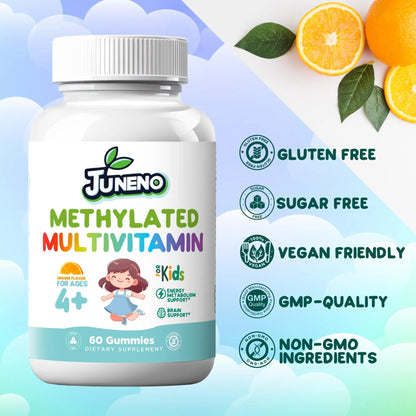 Juneno Methylated Multivitamin Gummies for Kids - MTHFR Support Supplement with B Complex 5-MTHF Folate (L-Methylfolate) - dailyvitalstore