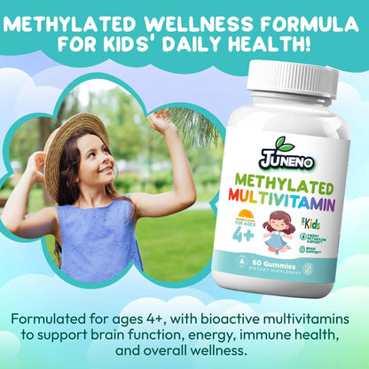 Juneno Methylated Multivitamin Gummies for Kids - MTHFR Support Supplement with B Complex 5-MTHF Folate (L-Methylfolate) - dailyvitalstore