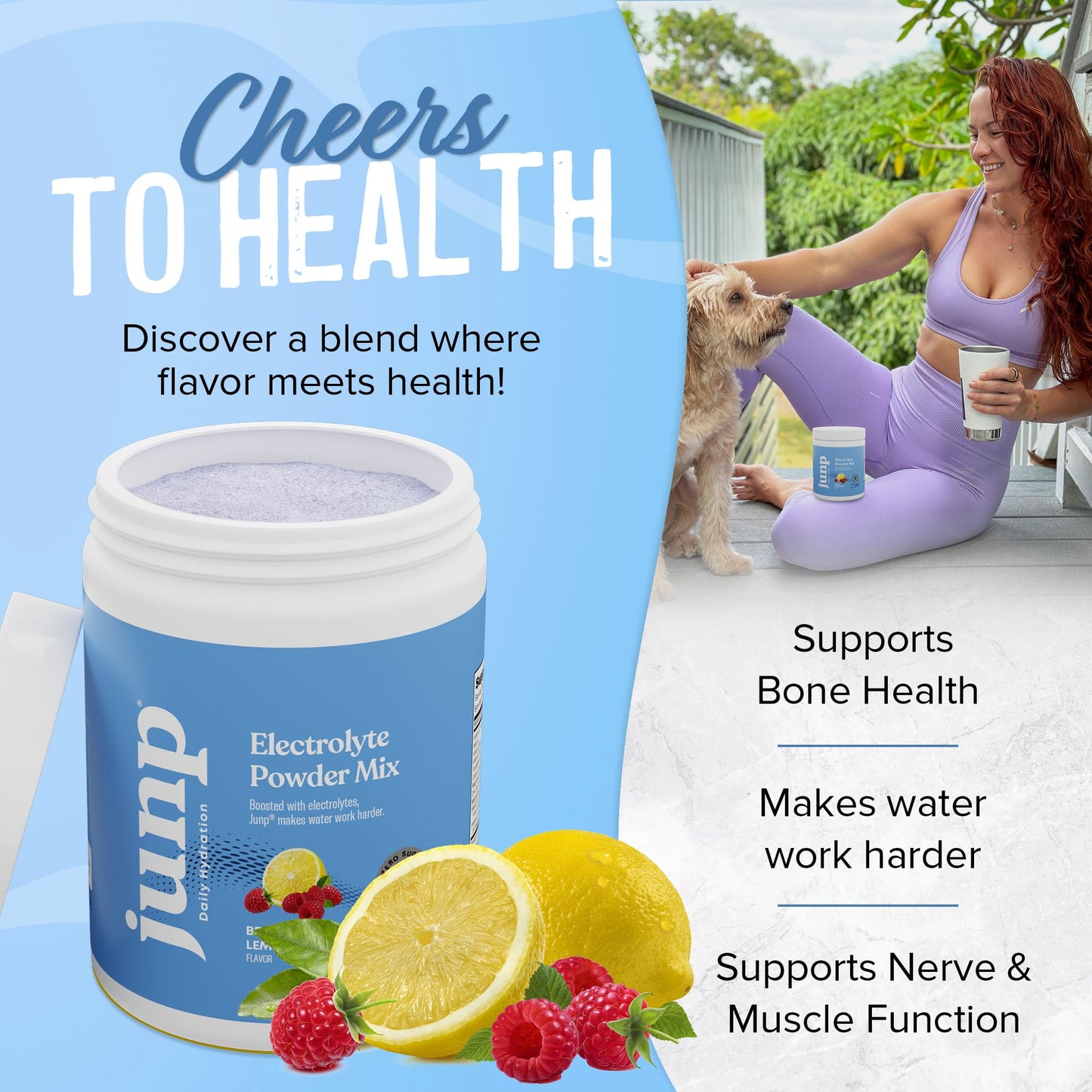JUNP Electrolytes Powder No Sugar No Carbs – Berry Lemonade Keto Electrolyte Drink Mix - Potassium & Salt Hydration Powder Electrolytes - Zero Calorie Sugar Free Electrolyte Powder, 90 Servings - dailyvitalstore